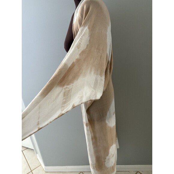 Free People Spellbound Tie Dye Kimono One Size Tan White Open Front Beach Lounge - Picture 3 of 9